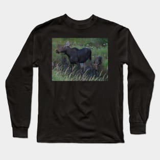 Moose Cow and her Calf Long Sleeve T-Shirt